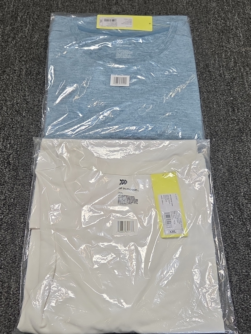 (#3C) All in motion Men's Light Blue and White Crewneck Shirts (2-Pack)